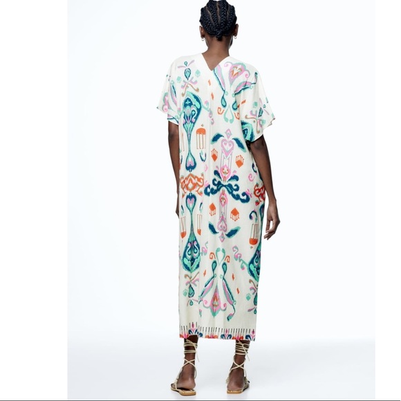 NWT Zara Printed Linen Blend Tunic Dress - Picture 6 of 9